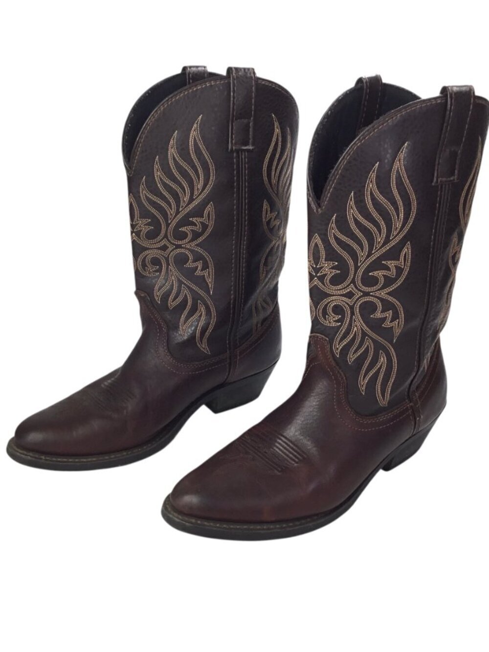 Laredo Boots Stitched Leather Women's Size 9 M Western Brown Kelli 5752 Cowgirl